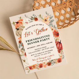 Invitación Cena de Acción de Gracias de calabaza floral reuná