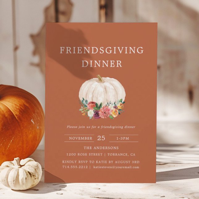 Invitación Cena de Acción de Gracias de Calabaza Naranja Quem (Subido por el creador)