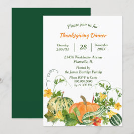 Invitación Cena de Acción de Gracias de calabaza y squash Bou