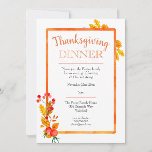 Invitación Cena de Acción de Gracias de Causas y Berries
