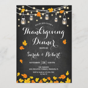 Invitación Cena de Acción de Gracias de Chalkboard