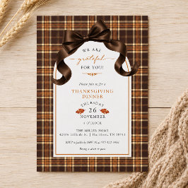 Invitación Cena de Acción de Gracias de Cuadro Marrón y Naran