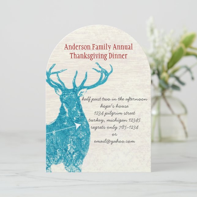Invitación Cena de Acción de Gracias de Deer, un país ruso (Anverso de pie)
