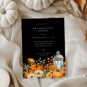 Invitación Cena de Acción de Gracias de Floral de otoño