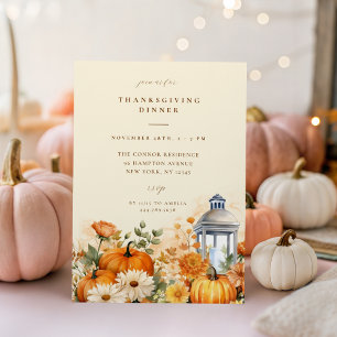 Invitación Cena de Acción de Gracias de Floral de otoño