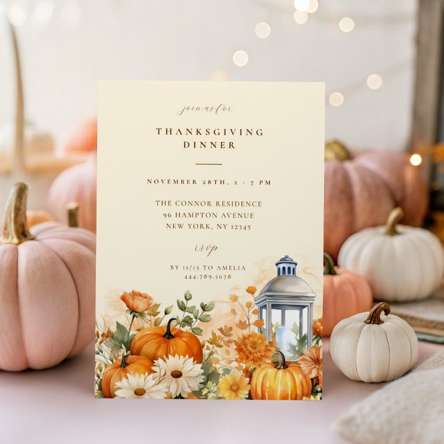 Invitación Cena de Acción de Gracias de Floral de otoño (Subido por el creador)