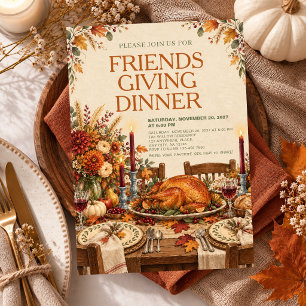 Invitación Cena de Acción de Gracias de Friendsgiving Fiesta