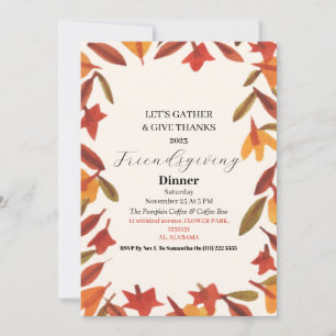 Invitación Cena de Acción de Gracias de Friendsgiving Otoño