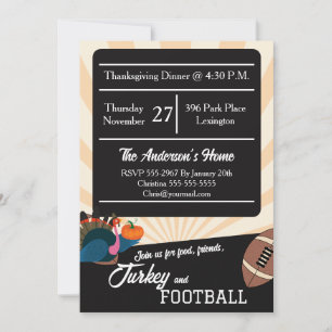 Invitación Cena de Acción de Gracias de Fútbol Retro