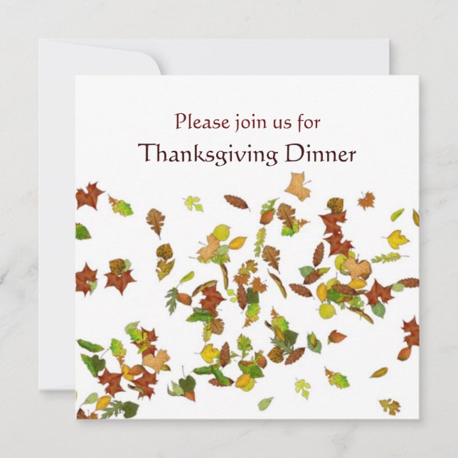 Invitación Cena de Acción de Gracias de HOJAS DE OTOÑO (Anverso)
