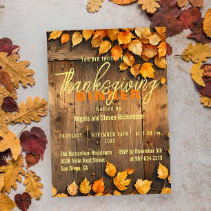 Invitación Cena de Acción de Gracias de hojas de otoño de mad