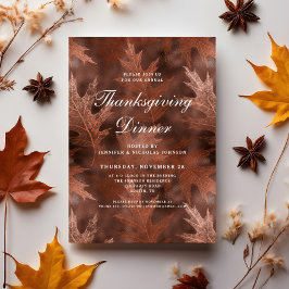 Invitación Cena de Acción de Gracias de hojas de otoño elegan