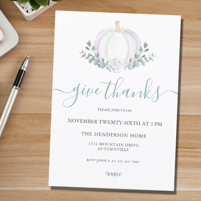 Invitación Cena de Acción de Gracias de la Calabaza Blanca Ve (Subido por el creador)