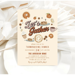 Invitación Cena de Acción de Gracias de la Calabaza Caída