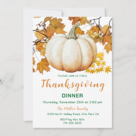 Invitación Cena de Acción de Gracias de la Calabaza de Otoño