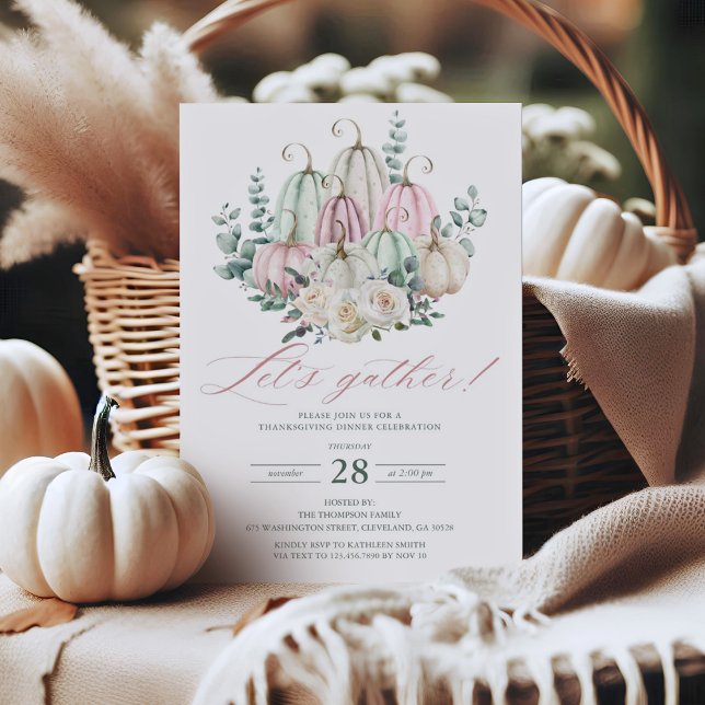 Invitación Cena de Acción de Gracias de la Calabaza Floral de (Subido por el creador)