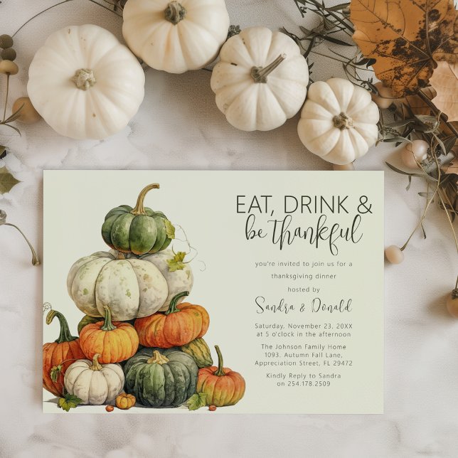 Invitación Cena de Acción de Gracias de la Calabaza minimalis (Subido por el creador)