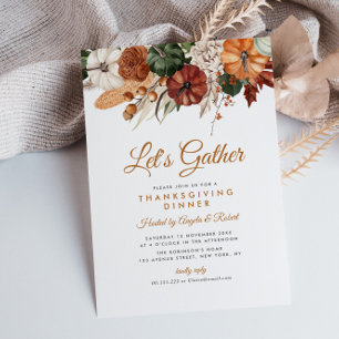 Invitación cena de acción de gracias de la cosecha de otoño