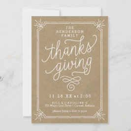 Invitación Cena de Acción de Gracias de la Familia Rustica Kr