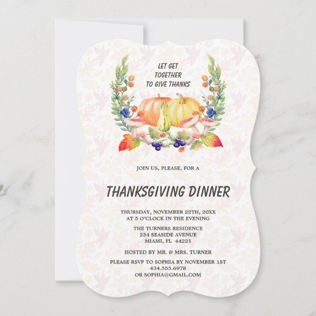 Invitación Cena de Acción de Gracias de las calabazas de la g (Anverso)