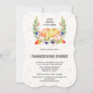 Invitación Cena de Acción de Gracias de las calabazas de la g