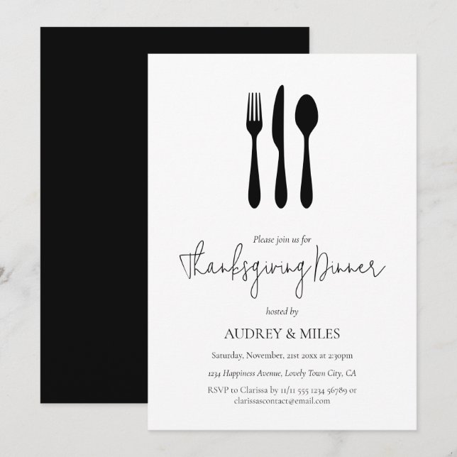 Invitación Cena de Acción de Gracias de Moda moderna (Anverso / Reverso)