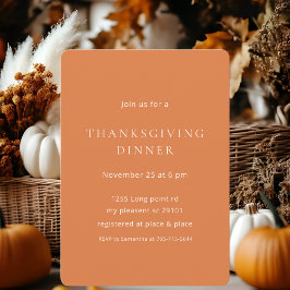 Invitación Cena de acción de gracias de Naranja de calabaza m