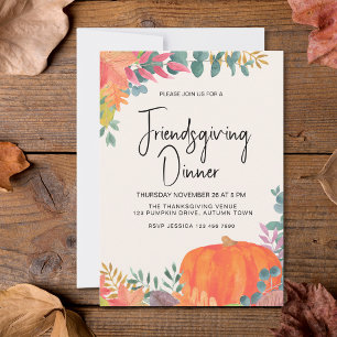 Invitación Cena de Acción de Gracias de Otoño con Amigos