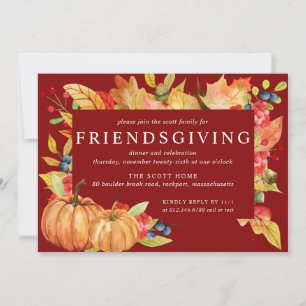 Invitación Cena de Acción de Gracias de Otoño con Calabaza