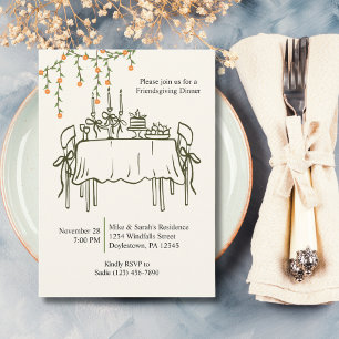 Invitación Cena de Acción de Gracias de Otoño Elegante para F