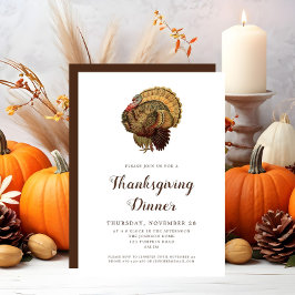 Invitación Cena de Acción de Gracias de pavo vintage