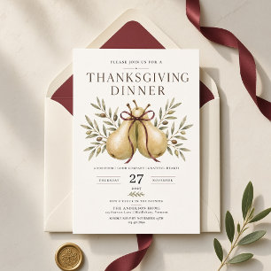 Invitación Cena de Acción de Gracias de pera y olivo