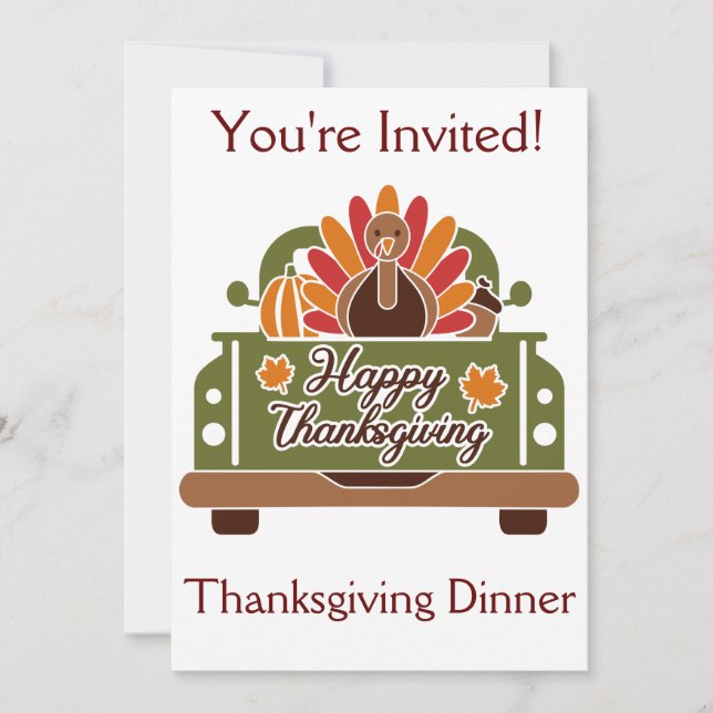 Invitación Cena de Acción de Gracias de personalizable (Anverso)