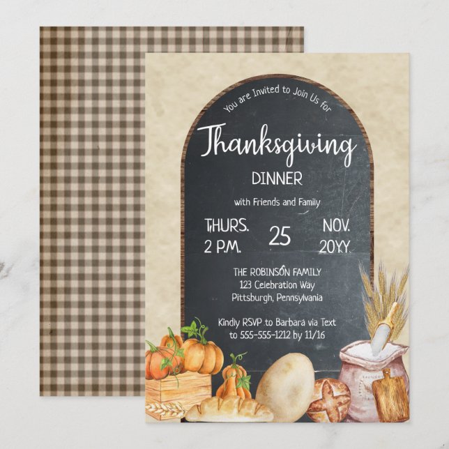 Invitación Cena de Acción de Gracias de Rustic Country Moda d (Anverso / Reverso)