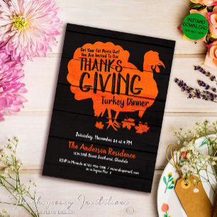 Invitación Cena de Acción de Gracias de Rustic Personalizado 