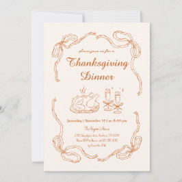 Invitación Cena de Acción de Gracias Dibujada a Mano Doodle