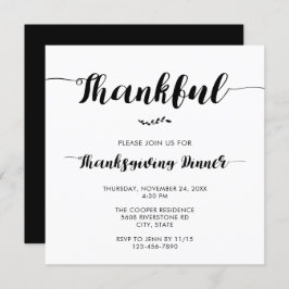 Invitación Cena de Acción de Gracias Elegante Guión Simple