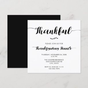 Invitación Cena de Acción de Gracias Elegante Guión Simple