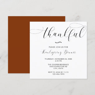 Invitación Cena de Acción de Gracias Elegante Guión Simple