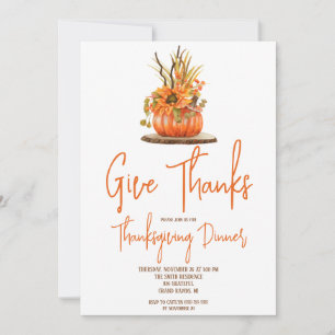 Invitación Cena de acción de gracias en el centro de calabaza