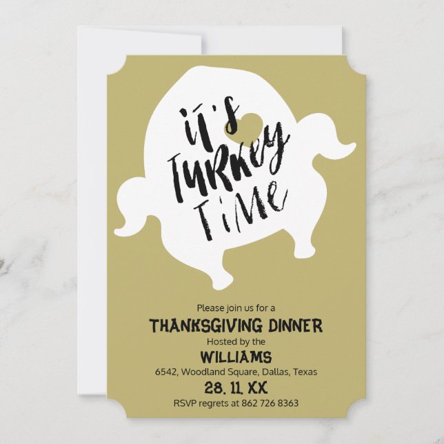 Invitación Cena de Acción de Gracias en Turquía es caprichosa (Anverso)