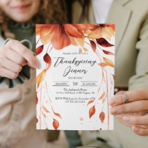 Invitación Cena de Acción de Gracias Fall Flowers