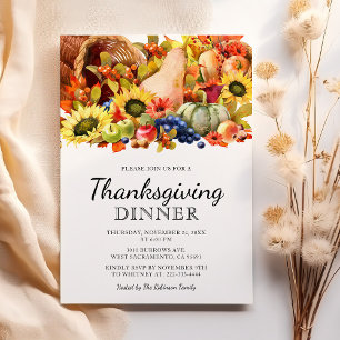 Invitación Cena de Acción de Gracias Fiesta de Otoño