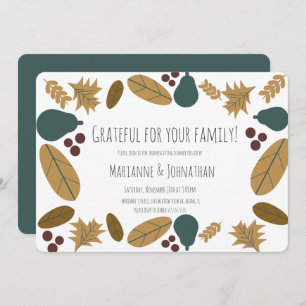Invitación Cena de Acción de Gracias Fiesta Greenery Pear Wre
