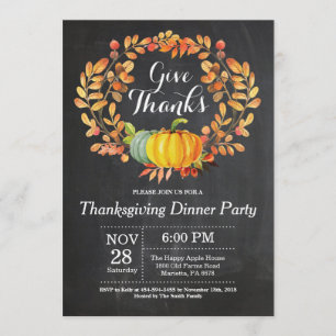 Invitación Cena de Acción de Gracias Fiesta otoño Chalkboard