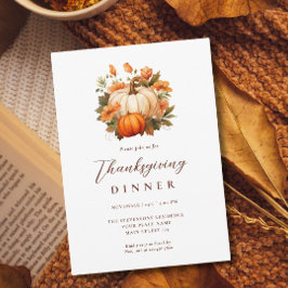 Invitación Cena de Acción de Gracias Floral de Calabaza Scrip