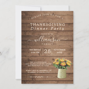 Invitación Cena de Acción de Gracias Floral de Chrysantemum