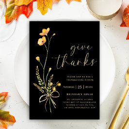 Invitación Cena de Acción de Gracias Floral de otoño