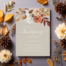 Cena de Acción de Gracias floral de otoño elegante