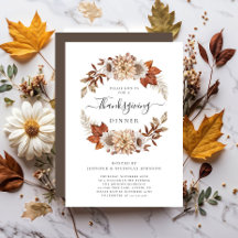 Cena de Acción de Gracias Floral Otoño Marrón Rúst